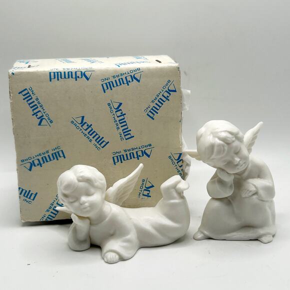 Schmid Bros Vintage White Sleeping Cherub Angels Figurines Japan - Picture 2 of 5